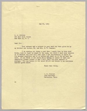 [Letter from I. H. Kempner to B. J. Denihan, May 25, 1953]