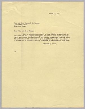 [Letter from I. H. Kempner to Mr. and Mrs. Herschel M. Duncan, March 19, 1953]
