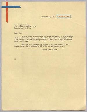 [Letter from I. H. Kempner to Lloyd B. Embry, December 12, 1953]