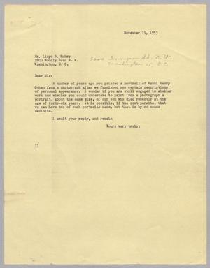 [Letter from I. H. Kempner to Lloyd B. Embry, November 19, 1953]