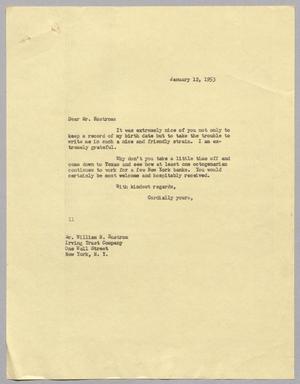 [Letter from I. H. Kempner to William N. Enstrom, January 12, 1953]