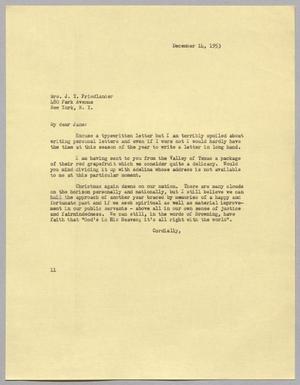 [Letter from I. H. Kempner to Jane Friedlander, December 14, 1953]