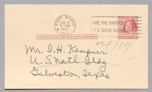 [Post Card from Fay and Boyce House to Isaac H. Kempner, December 13, 1953]