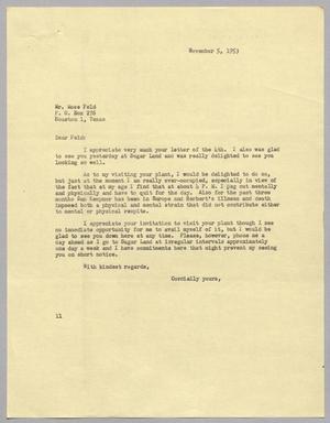 [Letter from I. H. Kempner to Mose Feld, November 5, 1953]