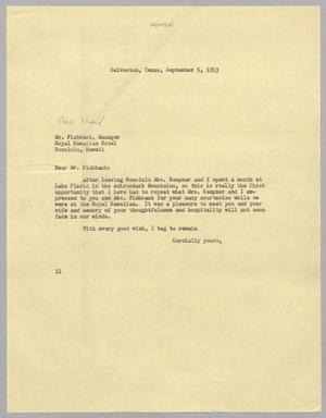 [Letter from I. H. Kempner to Mr. Fishback, September 5, 1953]