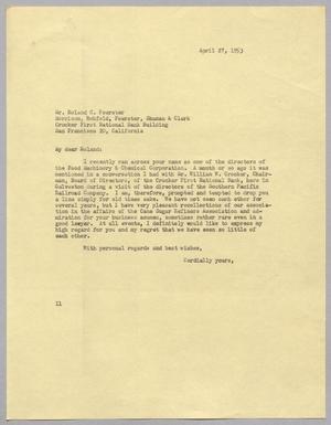 [Letter from I. H. Kempner to Roland C. Foerster, April 27, 1953]
