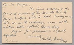 [Letter from Ray Freed to Isaac Herbert Kempner, February 17, 1953]