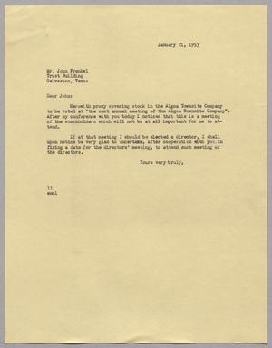 [Letter from I. H. Kempner to John Frenkel, January 21, 1953]