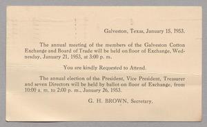 [Letter from Galveston Cotton Exchange and Board of Trade, January 15, 1953]