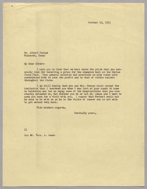 [Letter from I. H. Kempner to Albert George, October 15, 1953]