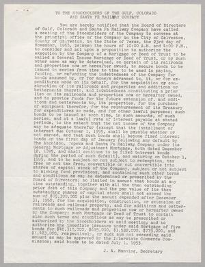 [Letter from Gulf, Colorado and Santa Fe Railway Company, 1953]
