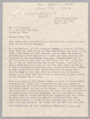 [Letter from Mary Godwin to I. H. Kempner, May 7, 1953]