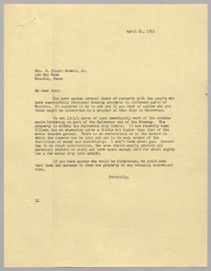 [Letter from I. H. Kempner to Mary Godwin, April 24, 1953]