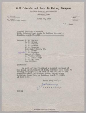[Letter from Gulf, Colorado and Santa Fe Railway Company, March 26, 1953]