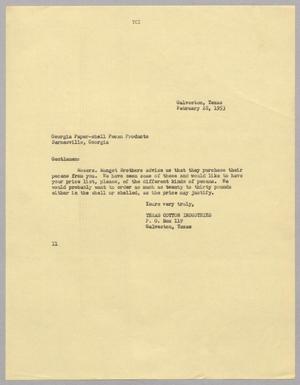 [Letter from Texas Cotton Industries to Georgia Paper-Shell Pecan Products, February 28, 1953]
