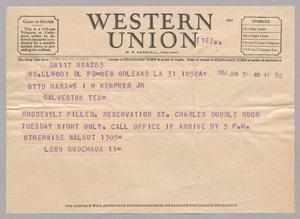 [Telegram from Leon Godchaux to Otto Marx and Isaac H. Kempner Jr., January 31, 1953]