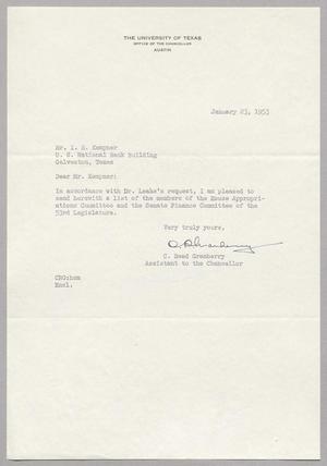 [Letter from C. Read Granberry to I. H. Kempner, January 23, 1953]