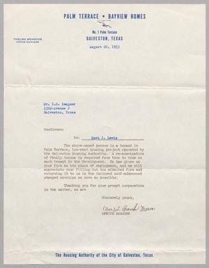[Letter from Galveston Housing Authority to I. H. Kempner, August 20, 1953]