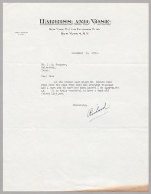 [Letter from Richard to I. H. Kempner, December 9, 1953]