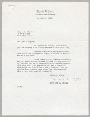 [Letter from Howard E. Hodge to I. H. Kempner, October 29, 1953]