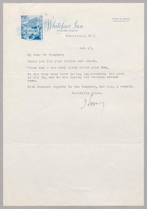 [Letter from Henry W. Haynes to I. H. Kempner, October 17, 1953]