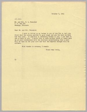[Letter from I. H. Kempner to Fay and E. L. Hunsaker, October 8, 1953]