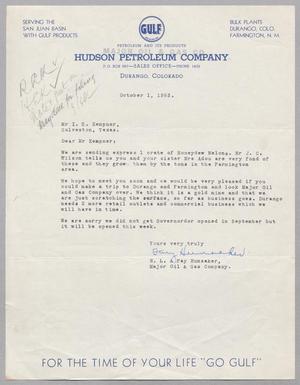 [Letter from Fay Hunsaker to I. H. Kempner, October 1, 1953]
