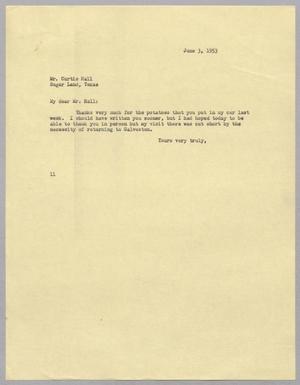 [Letter from I. H. Kempner to Curtis Hall, June 3, 1953]