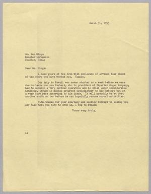 [Letter from I. H. Kempner to Don Hinga, March 31, 1953]