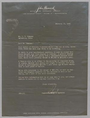 [Letter from Robert E. Bagot to I. H. Kempner, February 16, 1953]