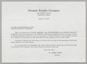 [Letter from Houston Royalty Company, January 21, 1953]