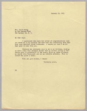 [Letter from I. H. Kempner to Inge Honig, January 15, 1953]