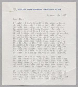 [Letter from Inge Honig to I. H. Kempner, January 12, 1953]