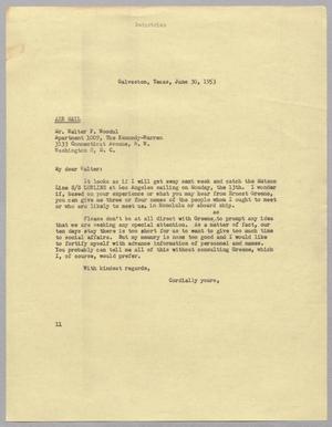 Primary view of object titled '[Letter from Isaac H. Kempner to Walter F. Woodul, June 30, 1953]'.
