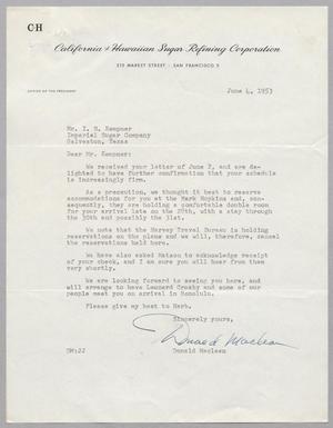 [Letter from Donald Maclean to I. H. Kempner, June 4, 1953]