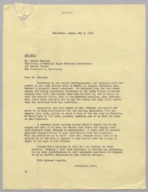 [Letter from I. H. Kempner to Donald Maclean, May 2, 1953]