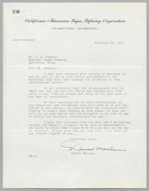 [Letter from Donald Maclean to I. H. Kempner, February 26, 1953]