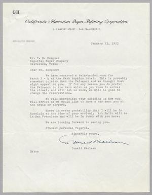 [Letter from Donald Maclean to I. H. Kempner, January 23, 1953]