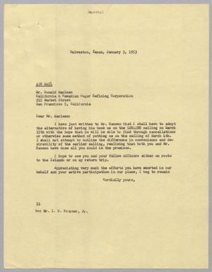 [Letter from I. H. Kempner to Donald Maclean, January 2, 1953]