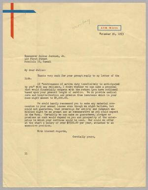 [Letter from I. H. Kempner to Julius Jockush, Jr., November 20, 1953]