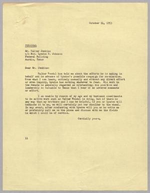 [Letter from Isaac H. Kempner to Walter Jenkins, October 24, 1953]