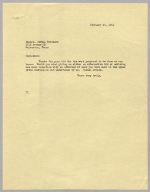 [Letter from I. H. Kempner to Jewell Brothers, February 27, 1953]