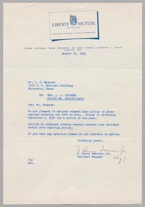 [Letter from Liberty Mutual to I. H. Kempner, August 12, 1953]