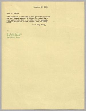 [Letter from I. H. Kempner to Peter B. Kamin, December 22, 1953]