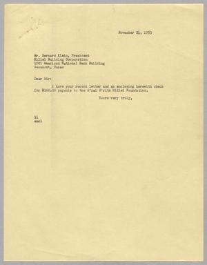 [Letter from I. H. Kempner to Bernard Klein, November 24, 1953]