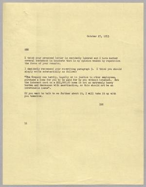 [Letter from I. H. Kempner to Stanley Eugene Kempner, October 27, 1953]
