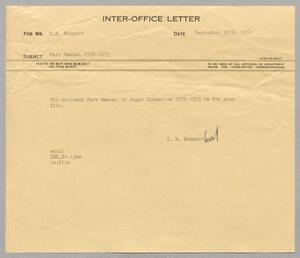 [Letter from I. H. Kempner, Jr. to I. H. Kempner, Sr., September 30, 1953]