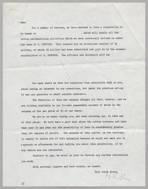 [Letter from D. W. Kempner to I. H. Kempner, July 29, 1953]
