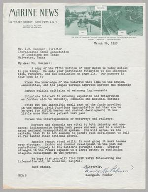 [Letter from Marine News to I. H. Kempner, March 26, 1953]