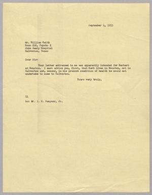 [Letter from I. H. Kempner to William Keith, September 4, 1953]